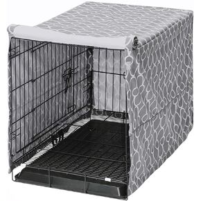 Dog Crate Cover for Wire Crates, Heavy Nylon Waterproof, Fits Most 30" inch Dog Crates, Easy to Put On, Take Off, and Adjust - Cover only - Gray - M