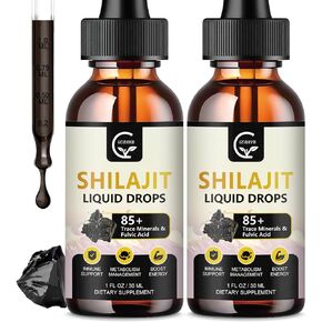 (2-Pack) High Potency Shilajit Pure Himalayan Organic Liquid Supplement, Shilajit Resin Drop for Men & Women, Max Potency 85+ Clean Trace Minerals & Fulvic Acid for Energy, Metabolism & Immune Support