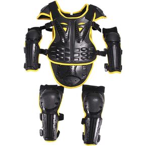 Kids Motorcycle Armor Suit Dirt Bike Chest Back Spine Protector Shoulder Arm Eblow Knee Pads Full Body Armor Vest for Bike Motocross Racing Skiing ICE Skating Hockey