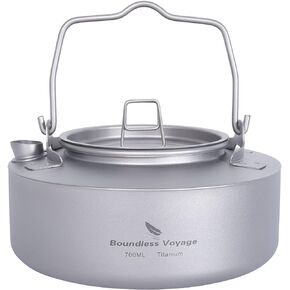 Boundless Voyage Titanium Kettle with Folding Handle & Filter Ultralight Teapot Outdoor Camping Coffee Pot for Boiling Water Coffee Tea