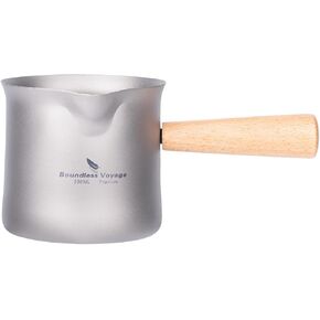 iBasingo 200ML Titanium Tea Maker Tea Set Single Layer with Wooden Handle Outdoors Portable Lightweight for Camping Hiking Coffee US-Ti3138D in Kuwait