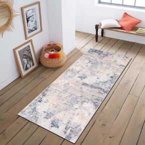 Kitchen Rugs Non Slip Washable 2x6 Runner Rug for Entryway Indoor, Soft Vintage Floor Carpet with Rubber Backing, Runners for Hallways Bedroom Bathroom Laundry Living Room (Grey)