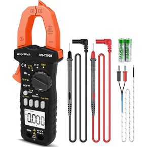 مقياس التيار الكهربائي الرقمي المشبك TRMS 6000 عدد النطاق التلقائي للجهد والتيار الحالي AC/DC، أوم، السعة، التردد، درجة حرارة الاستمرارية NCV-Clamp Multimeter RQ-7200B in Kuwait