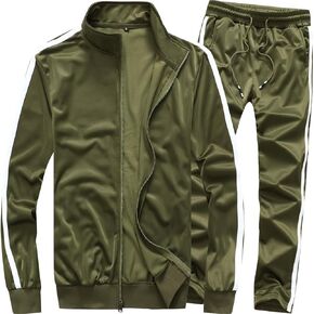 MACHLAB Men's Activewear Full Zip Warm Tracksuit Sports Set Casual Sweat Suit