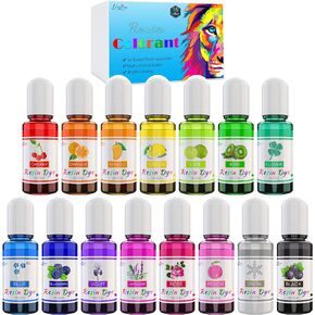 Epoxy Resin Pigment - 15 Color Liquid Epoxy Resin Dye - Highly Concentrated Epoxy Resin Colorant for Resin Coloring Art, DIY Jewelry Making Supplies - AB Resin Coloring for Paint, Crafts - 10ml Each