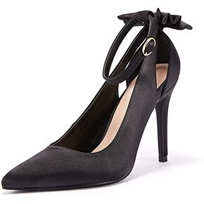 PiePieBuy Women's Pointed Toe High Heels Ankle Strap D'Orsay Pumps Shoes Bow Wedding Bowtie Back Dress Sandals