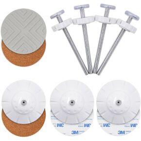 12 Pcs in 1 Baby Gate Extender Extension - 4 Pressure Mounted Baby Gate Threaded Spindle Rods 8MM with 4 Baby Gate Wall Cups and 4 Pet Gate Wall Protector Pads for Indoor Safety Child Gate