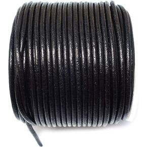 Cords Craft® | 1.5mm Round Leather Cord for Jewelry Making Bracelets Necklaces Dog Collar Beading Work (Black 02) | Roll of 20 Meters Genuine Leather Cord