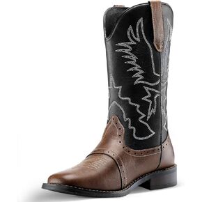 Cowboy Boots for Girls and Boys Western Square Toe Boots Cowgirl Boots Mid Calf Riding Cowgirl Shoes for Kids