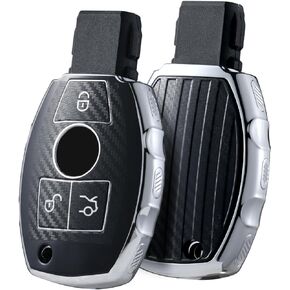 ELOHEI for Mercedes Benz Key Fob Cover, Premium Soft TPU Key Case Cover Compatible with Mercedes Benz C E S M CLS CLK G Class Keyless Smart Key Fob(Black)
