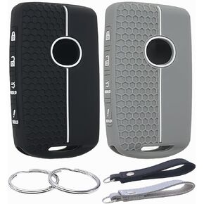 Silicone Rubber Key Fob Cover Compatible with 2019-2024 Mazda 3 6 CX-30 CX-5 CX-9 CX-50 (Black/Pink, 4 Buttons/Silicone)