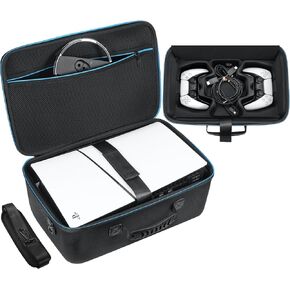 Carrying Case Compatible with PS5 Slim, Hard Shell Case Holds 2023 PlayStation 5 Slim Console and DualSense Controllers, Travel Bag for Vertical Base Accessories