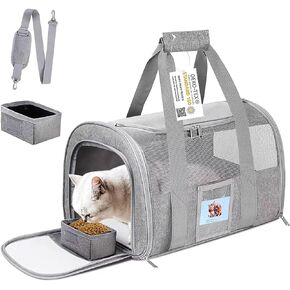 Extra Large Pet Carrier 20 lbs+, Soft Sided Cat Carriers for Large Cats Under 25 lbs, Folding Big Dog Carrier 20"x13"x13", Cat Carrier for 2 Cats Travel Carrier -Large- Grey