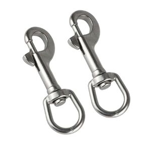 2 Pcs 1 x3.94 inch Snap Hook Silvery Carabiner Bolts Snap Hooks Round Eye Swivel Bolt Snap Hooks Marine Grade Stainless Steel 316 Clips for Diving Metal Clips Dog Sling Carabiner Clothesline