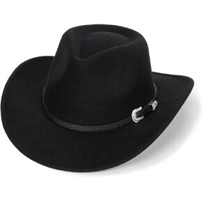 Western Cowboy Hat for Boys Girls - Wide Brim Felt Fedora Hat Jazz-Hat for Kids 3-7Years