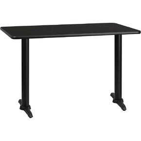 Flash Furniture 30'' x 48'' Rectangular Black Laminate Table Top with 5'' x 22'' Table Height Bases