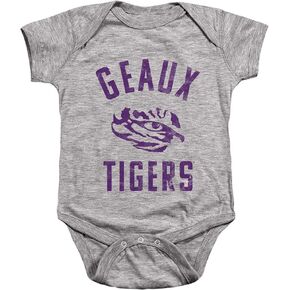 LSU Official One Color Tigers Logo Unisex Infant Snap Suit for Baby