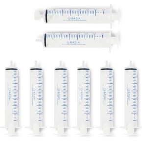35cc Silicone O Ring Style Slip Tip Feeding Syringe With Caps Individually Wrapped 8/Pack. Latex Free. For Feeding Pets, Measuring Liquids, Crafts, Gardening, and Manufacturing. Clean Assure White