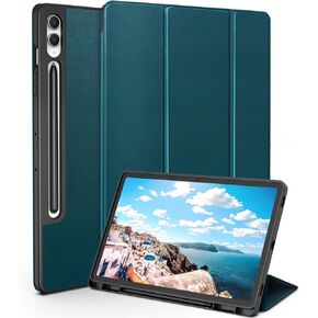 Case for 12.4 Inch Samsung Galaxy Tab S9+/ S9 FE Plus 5G 2023 Case SM-X810/X816B/X818U with S Pen Holder, Slim Folio Stand Protective Tablet Cover, Auto Wake/Sleep, Multi-Angle Viewing, Cyan