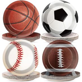 80Pcs Sports Themed Birthday Party Supplies All Star Party Plates Baseball Football Soccer Basketball Dinnerware Paper Plates Superstar Disposable Plates for Boy Birthday Party baby shower Decorations