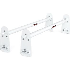 AA-Racks Model X316 HighTop 2 Bar Rain-Gutter Roof Rack Heavy-Duty Adjustable Steel High Roof Rack Matte White