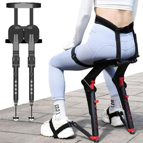 Adjustable Chairless Wearable Invisible Chair, Wearable Chair Invisible Seat, Invisible Chair Wearable Exoskeleton Human, Portable Leg Ergonomics Lightweight Seat, Bear Up to 150kg (Black)