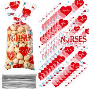 100 Pack Nurses Week Gift Bags Bulk Nursing Candy Bags Goody Bags Medical Gift Bag Treat Bags for National Nurse Day, Nursing Graduation Congrats, Nurse Doctor Theme Party Favors Supplies (Black)