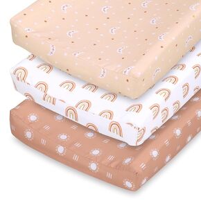 The Peanutshell Changing Pad Covers for Girls or Boys, Unisex 3 Pack, Boho Rainbow