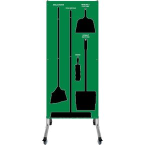 Mobile Clean & Sweep Store-Board with Mobile Cart, 68 x 30 Max-Duty Aluminum Material, Green with White Shadows by AccuformNMC in Saudi Arabia