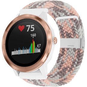 Abanen لـ Garmin Vivoactive 5 / Venu Sq/Venu 2 Plus أحزمة ساعة مضفرة، 20 ملم حزام معصم من النايلون الناعم القابل للتمدد مع مشبك قابل للتعديل لـ Garmin Vivomove 3، Vivoactive 3