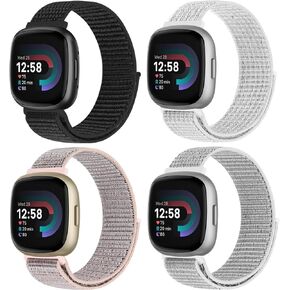 Sport Loop Compatible with Fitbit Versa 4 Fitbit Sense 2 Fitbit Versa 3 Fitbit Sense for Women Men,Soft Nylon Adjustable Breathable Replacement Wristband for Sense/Sense 2/Versa 3/Versa 4