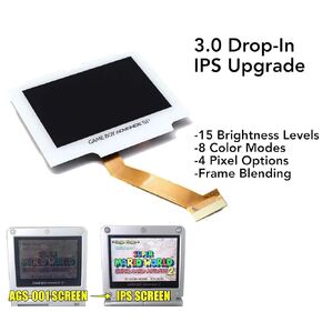 Game Boy Advance SP Drop-In 3.0 IPS Backlight LCD Upgrade Kit For AGS 001 & 101 Gameboy NO SOLDER/NO TRIMMING (Black)