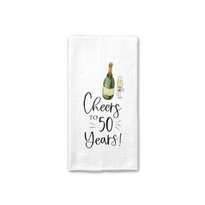 Cheers Birthday Towel | 10th, 20th, 30th, 40th Birthday, 50th Birthday, 60th, 70th Birthday | Anniversay Party Decor Hostess Gift Celebration Champagne (60 Years)