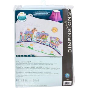 Dimensions Stamped Cross Stitch 'Baby Express' DIY Baby Quilt, 34" x 43"