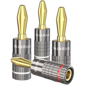 BlueRigger Banana Plugs 2 Pairs / 4 pcs (Closed Dual Screw) - 4 Pack Gold Plated Speaker Plugs Connector for Speaker Wire, Amplifier, Receiver, Banana Wall Plate, Home Theater