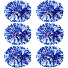 6Pcs Cheerleading Pom Poms Matte Metallic Foil Cheer Pompoms with Baton Handle, Kids Adults Team Spirit Cheering Stuff for Sports Games Carnival