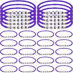 30 Pcs Cheerleading Bracelets Bulk for Girls Cheerleader Gifts Stackable Clay Bead Cute Stuff Accessories for Cheer Team Gifts Party Favors