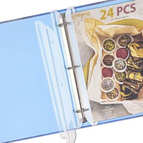 40Pcs 3 Hole Punched Magazine Holders, Magazine Organizer, 3 Ring Binder Insert Strips, Translucent White