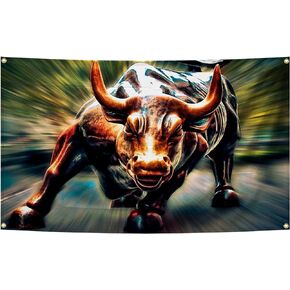 Wall Street Bull Aesthetics Tapestries 3×5FT Bedroom Living Room Office Gym Club Decor Tapestry