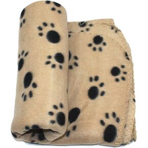 Puppy Blanket Paw Prints Pet Cushion Small Dog Cat Bed Soft Warm Sleep Mat, Small, Beige