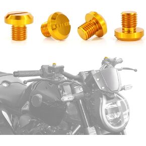 Xitomer 4 PCS M10x1.25 Mirror Hole Plugs, Fit for CB500F/ CB1000R/ Cross Runner, DL1000 V-Strom/DR-Z400Sand so on, Aluminum CNC (Gold)