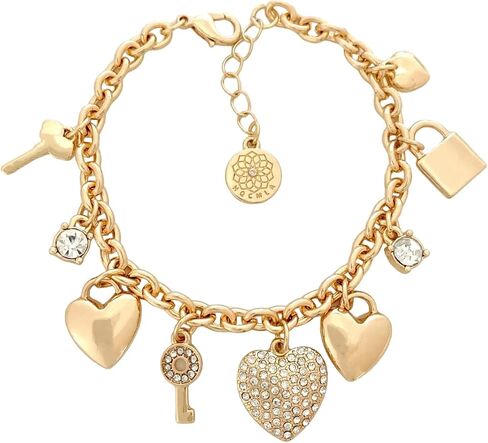 LFE Heart Key charm Bracelet Cubic Zirconia CZ Diamond Bracelet| 18k Gold Plated gift jewerly for women| fashion trendy jewerly |includes a velvet gift box in Saudi Arabia