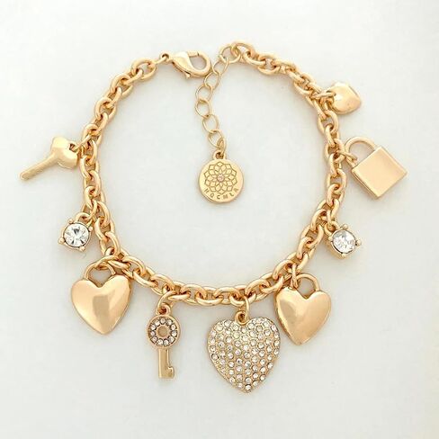 LFE Heart Key charm Bracelet Cubic Zirconia CZ Diamond Bracelet| 18k Gold Plated gift jewerly for women| fashion trendy jewerly |includes a velvet gift box in Saudi Arabia