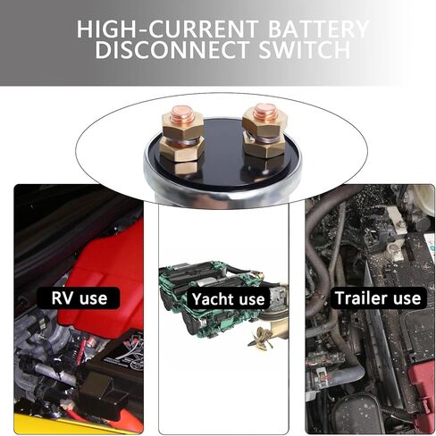 مفتاح فصل البطارية عالي التيار 12 فولت - 48 فولت، مفتاح إيقاف قطع طاقة البطارية 200 أمبير لشاحنة السيارة والمركبات RV والبحرية مع لوحة الوجه in Kuwait