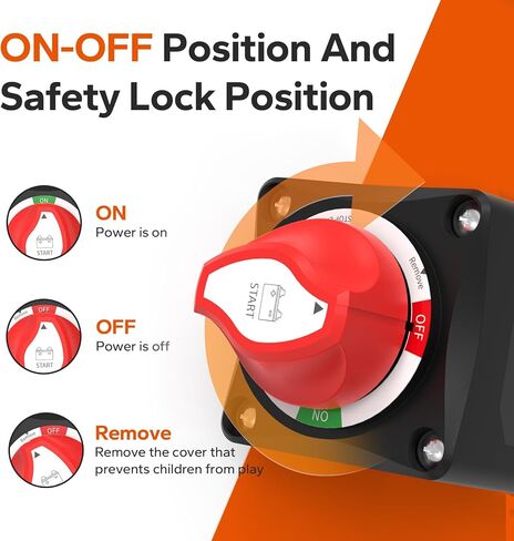 مفتاح بطارية LiTime 12-48 فولت مقاوم للماء لإيقاف تشغيل البطارية، مفتاح رئيسي لقطع طاقة البطارية، عازل 275 أمبير تيار عالٍ للسيارة والمركبات RV والقوارب البحرية (تشغيل/إيقاف) in Kuwait