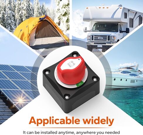 مفتاح بطارية LiTime 12-48 فولت مقاوم للماء لإيقاف تشغيل البطارية، مفتاح رئيسي لقطع طاقة البطارية، عازل 275 أمبير تيار عالٍ للسيارة والمركبات RV والقوارب البحرية (تشغيل/إيقاف) in Kuwait