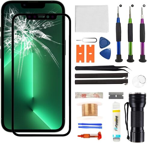 استبدال زجاج الشاشة متوافق مع iPhone 13 Pro Max Series 6.7 بوصة، مجموعة شاشة بديلة مع أدوات إصلاح، لاصق مقاوم للماء (بدون OLED ومحول رقمي يعمل باللمس) in Saudi Arabia