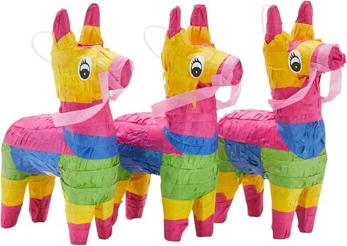 Juvale Mini Donkey Pinata - 3 عبوات بيناتا مكسيكية صغيرة لسينكو دي مايو، والمهرجانات المكسيكية، وحفلات أعياد الميلاد (4 × 7.5 × 2 بوصة) in Saudi Arabia