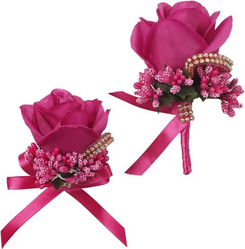 WANLIAN Rose Wrist Corsage Bridesmaid Corsage and Boutonniere Set for Wedding Prom Party Hand Flower Decoration Set of 2 (White01) in Saudi Arabia
