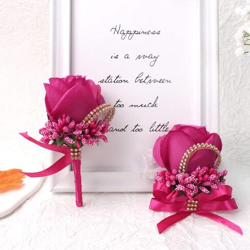 WANLIAN Rose Wrist Corsage Bridesmaid Corsage and Boutonniere Set for Wedding Prom Party Hand Flower Decoration Set of 2 (White01) in Saudi Arabia